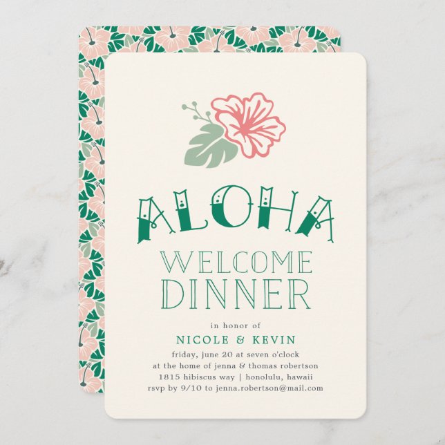 Island Hibiscus | Aloha Welcome Dinner Invitation (Front/Back)