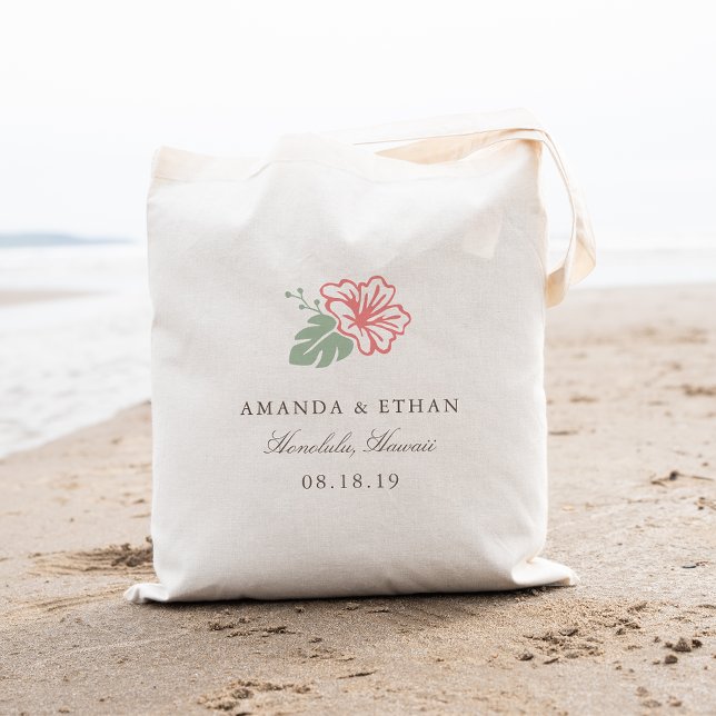 Island Hibiscus Destination Wedding Favour Tote Bag (Creator Uploaded)
