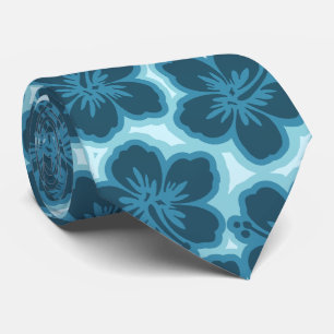 Island Hibiscus Hawaiian Tonal Two-sided Printed Tie