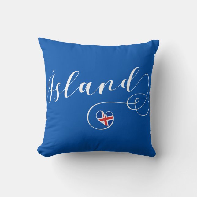 Ísland Iceland Heart   Cushion (Front)