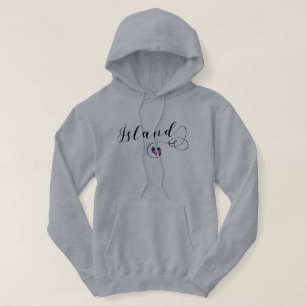 Ísland, Iceland Heart Hoodie