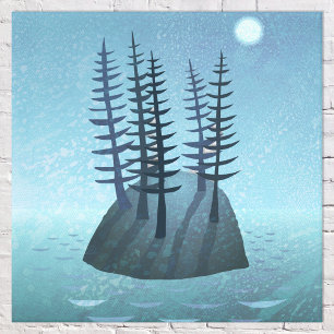 Island in the Ocean Art Canvas Print