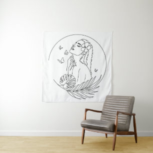 Island Muse – Tropical Feminine Tapestry