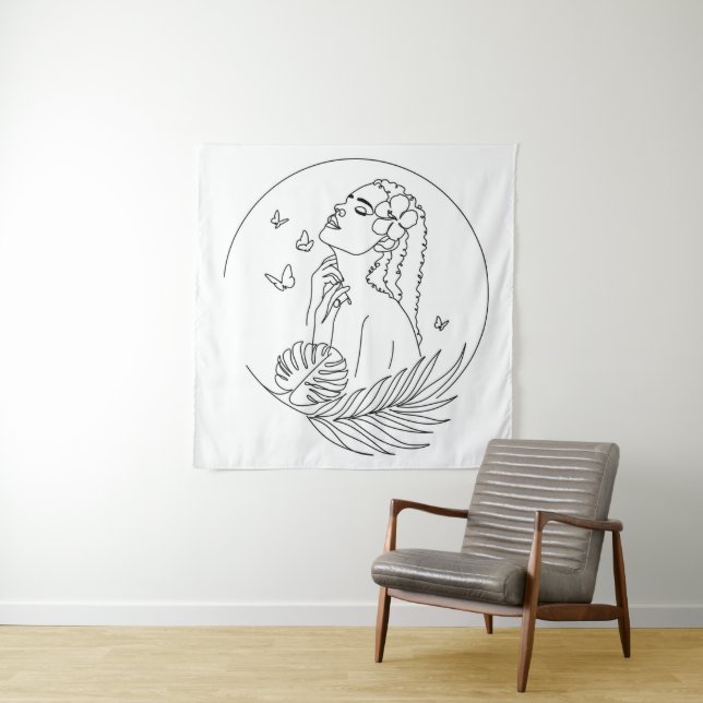 Island Muse – Tropical Feminine  Tapestry (In Situ)
