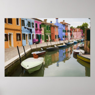 Island of Burano, Burano, Italy. Colourful 4 Poster