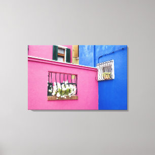Island of Burano, Burano, Italy. Colourful Burano Canvas Print