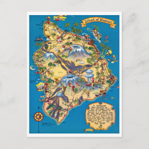 Island of Hawaii Funny Map Postcard