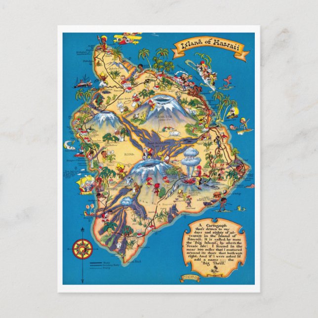 Island of Hawaii Funny Map Postcard (Front)