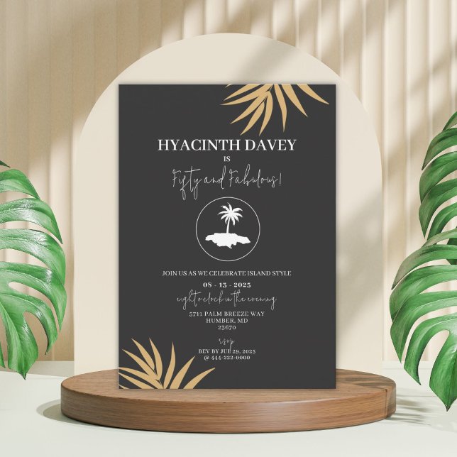 Island of Jamaica Invitation (Celebrate with island vibes with this elegant tropical theme invitation.)