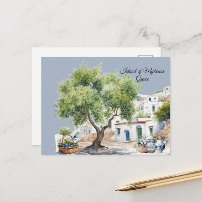 Island of Mykonos, Greece  Postcard (Front/Back In Situ)