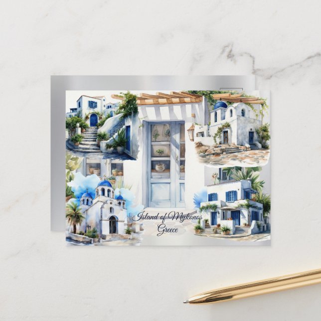 Island of Mykonos, Greece  Postcard (Front/Back In Situ)