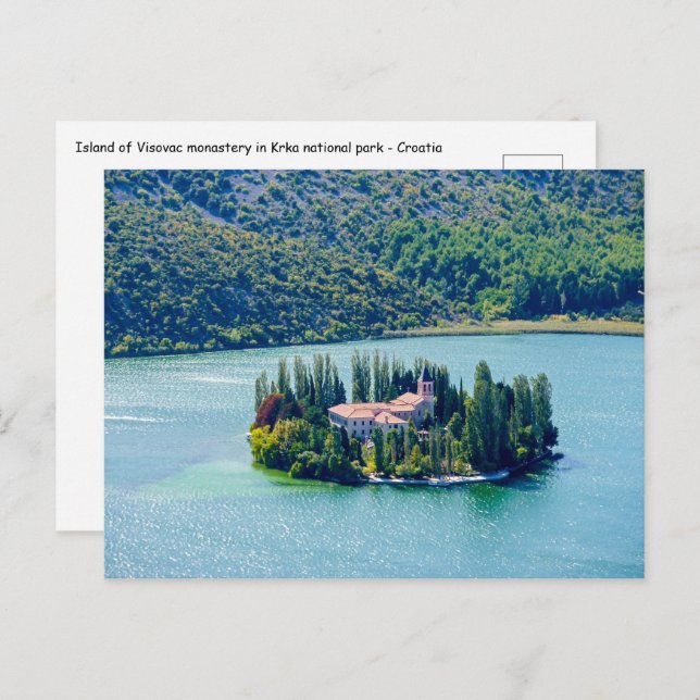 Island of Visovac monastery in Krka NP - Croatia Postcard (Front/Back)