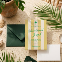 Island Palm Stripe Cabana Beach Retro yell wedding