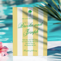 Island Palm Stripe Cabana Beach Retro yell wedding