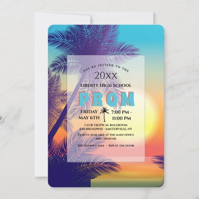 Island Paradise Prom Invitation (Front)