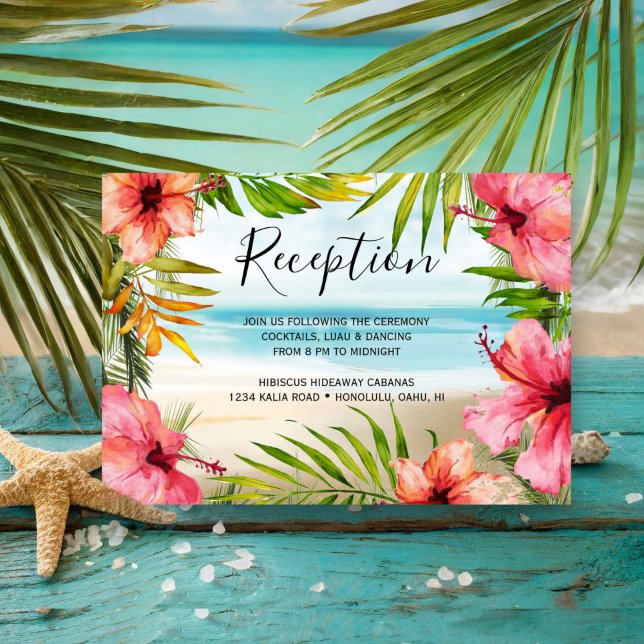 Island Paradise | Tropical Beach Wedding Reception Enclosure Card (Creator Uploaded)