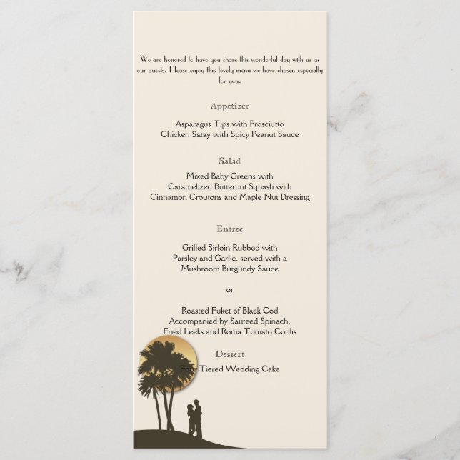 Island Paradise Wedding Menu (Front)