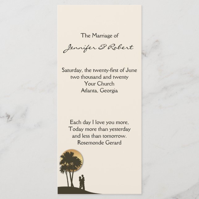 Island Paradise Wedding Program Programme (Front)