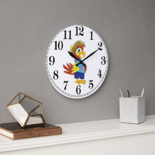 Island Parrot Round Clock