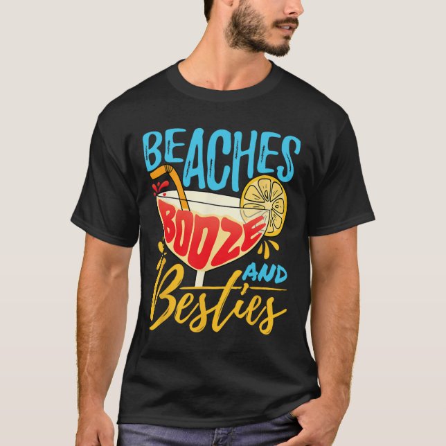Island Party Beach Bachelorette - Beaches Booze An T-Shirt (Front)