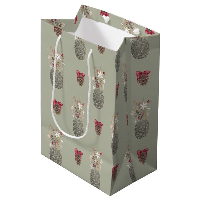 Island Pines, Hawaiian Style Christmas Medium Gift Bag (Front Angled)