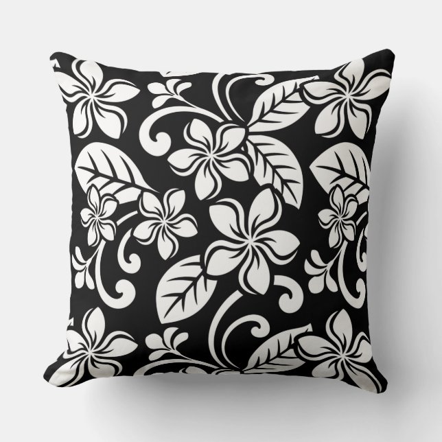 ISLAND PLUMERIA (BLACK) CUSHION (Front)