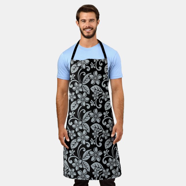 ISLAND PLUMERIA (BLACK/GRAY) APRON (Worn)