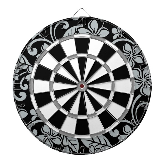 ISLAND PLUMERIA (BLACK/GRAY) DARTBOARD (Front)