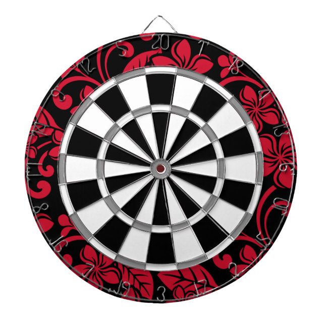 ISLAND PLUMERIA (BLACK/RED) DARTBOARD (Front)