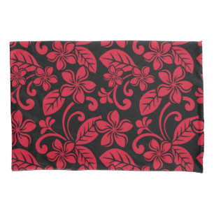 ISLAND PLUMERIA (BLACK/RED) PILLOWCASE