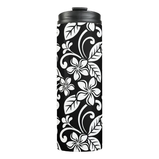 ISLAND PLUMERIA (BLACK) THERMAL TUMBLER (Front)