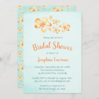 Island Plumeria Bridal Shower Invitations