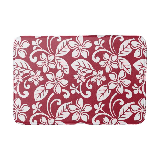 ISLAND PLUMERIA (CARDINAL RED) Bath Mat (Front)