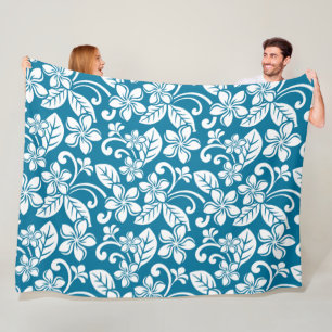 ISLAND PLUMERIA (CARIBBEAN BLUE) Fleece Blanket