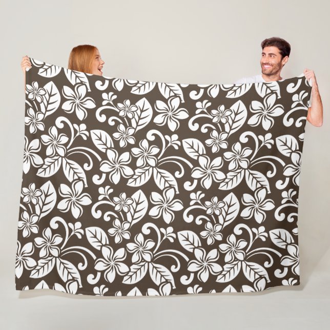 ISLAND PLUMERIA (COFFEE BROWN) FLEECE BLANKET (In Situ)