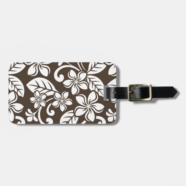 ISLAND PLUMERIA (COFFEE BROWN) LUGGAGE TAG (Front Horizontal)