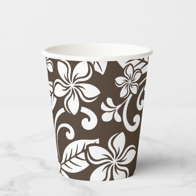 ISLAND PLUMERIA (COFFEE BROWN) PAPER CUPS (Front)