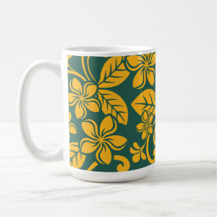 ISLAND PLUMERIA (DARK GREEN/GOLD) COFFEE MUG