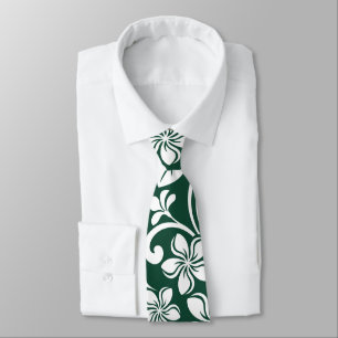 ISLAND PLUMERIA (FOREST GREEN) TIE
