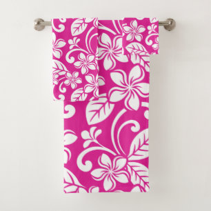 ISLAND PLUMERIA (HOT PINK) BATH TOWEL SET