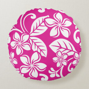 ISLAND PLUMERIA (HOT PINK) ROUND CUSHION