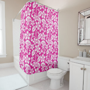 ISLAND PLUMERIA (HOT PINK) SHOWER CURTAIN