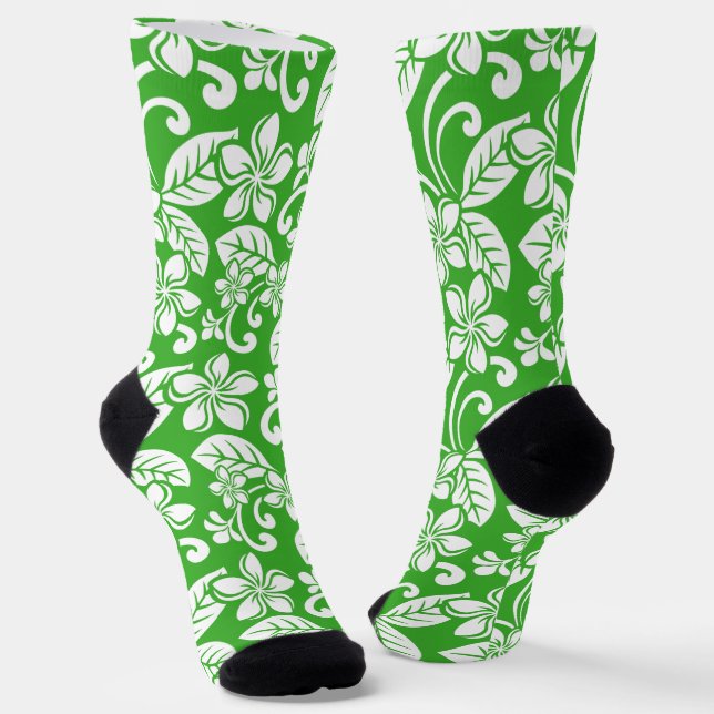 ISLAND PLUMERIA (LIME) SOCKS (Angled)