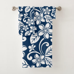 ISLAND PLUMERIA (NAVY) BATH TOWEL SET