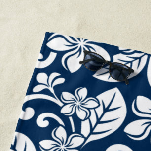 ISLAND PLUMERIA (NAVY) BEACH TOWEL