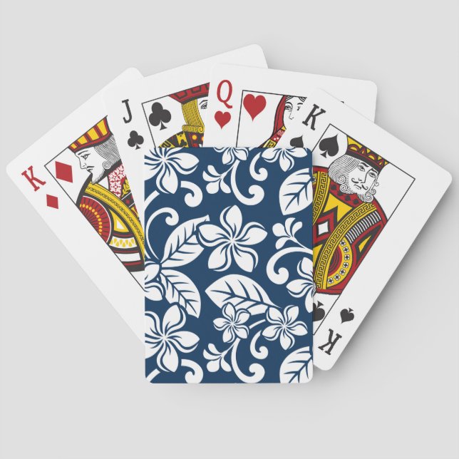 ISLAND PLUMERIA (NAVY) Playing Cards (Back)