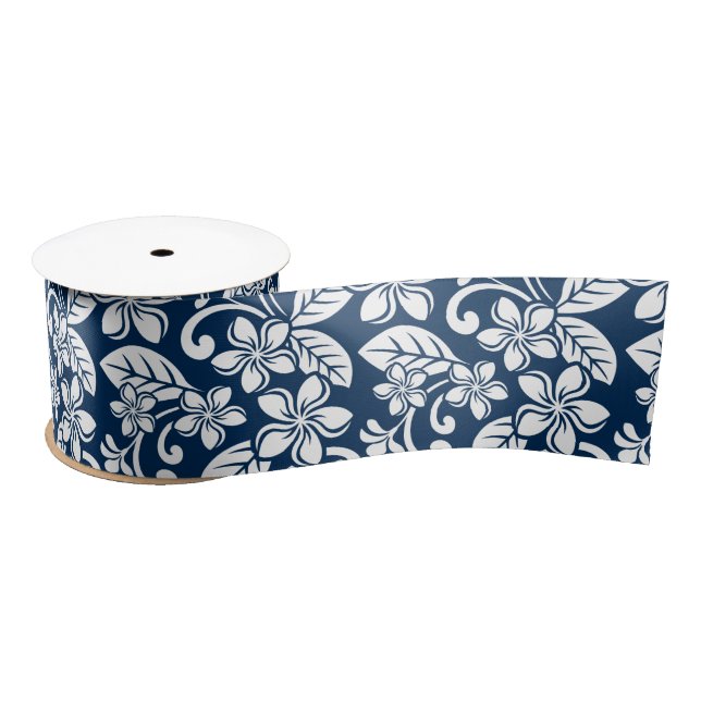 ISLAND PLUMERIA (NAVY) SATIN RIBBON (Spool)
