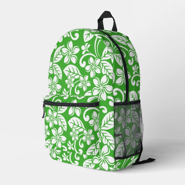 ISLAND PLUMERIA PATTERN IN CITRUS GREEN PRINTED BACKPACK (Back Corner Right)