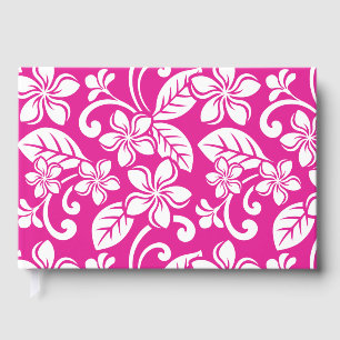 ISLAND PLUMERIA PATTERN IN HOT PINK GUEST BOOK