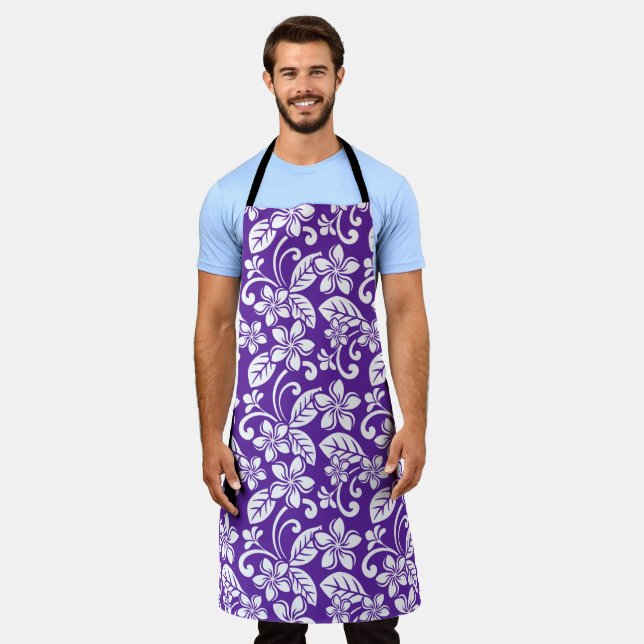 ISLAND PLUMERIA (PURPLE) APRON (Worn)